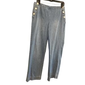 Vintage Ann Taylor Womens Wide Leg Jeans Size 10 Fisherman Sailor Denim Trousers